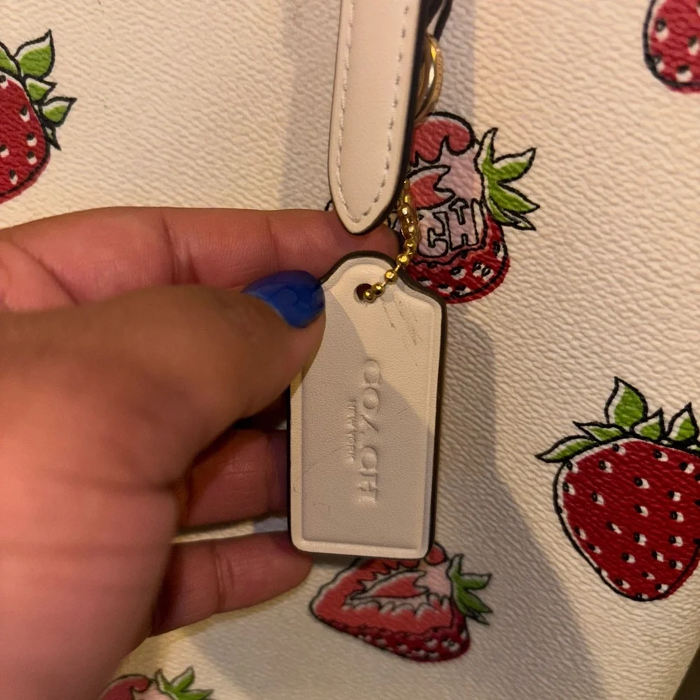 Coach Tote with Strawberry Design - Cream and Red - Picture 9 of 9